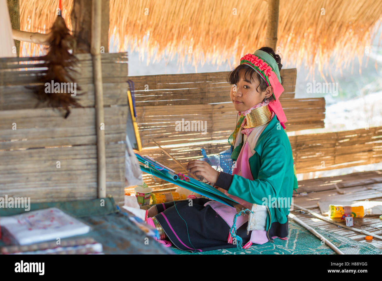 Karen long neck people in northern Thailand Stock Photo