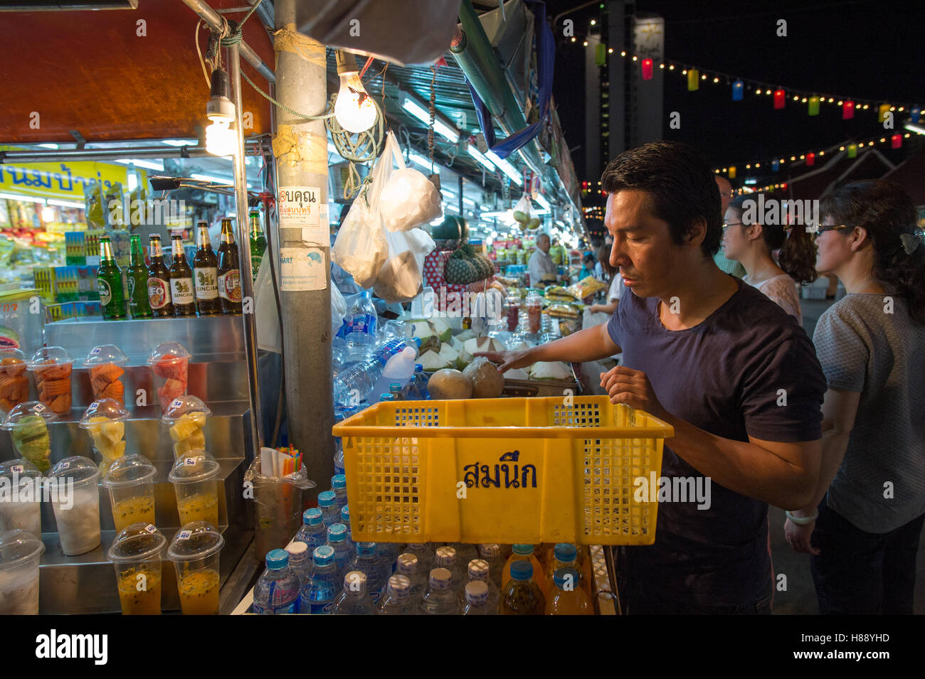 Night market in Chiang Mai. Chiang Mai is a major tourist destination in northern Thailand. Stock Photo