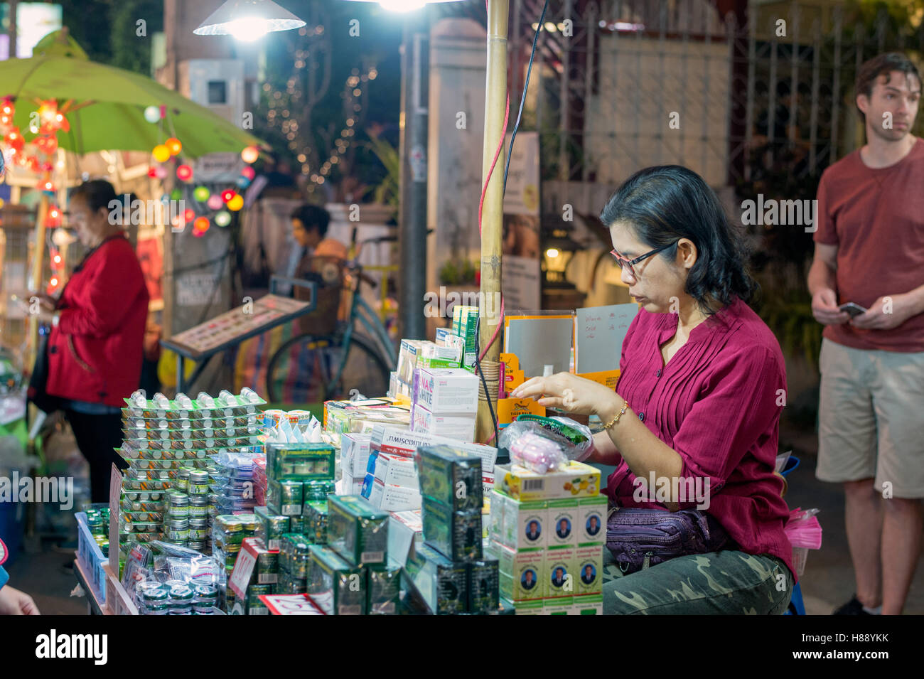 Sunday night market walking street in Chiang Mai, Thailand Stock Photo Alamy