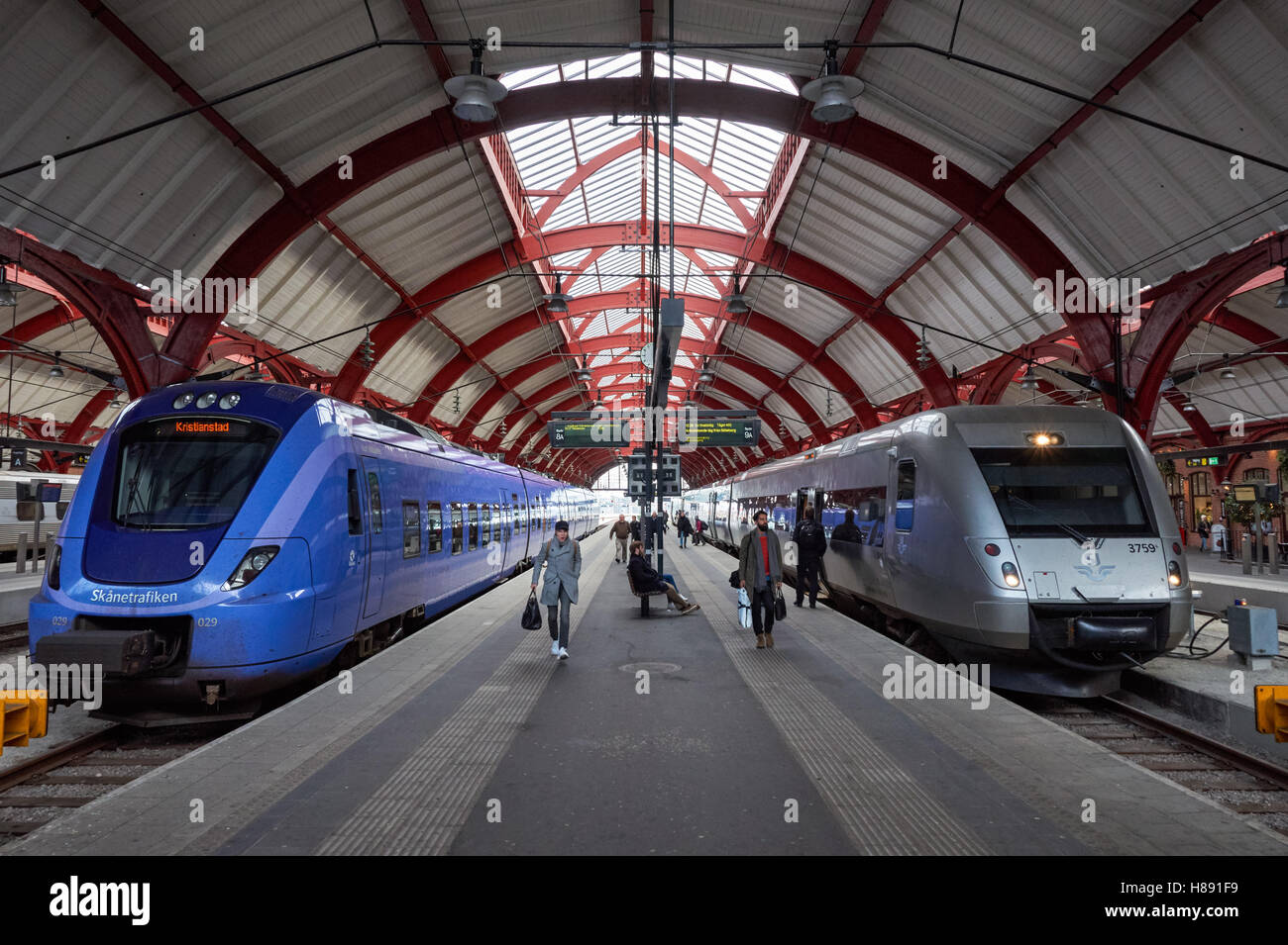 Trains at Malmo central station, Sweden Stock Photo