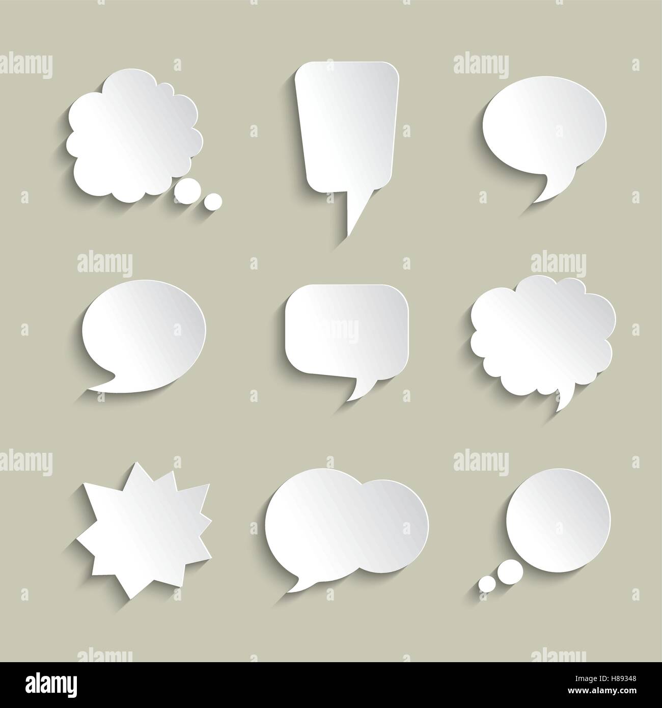 Set of white volume speech bubbles with a shadows Stock Vector Image ...
