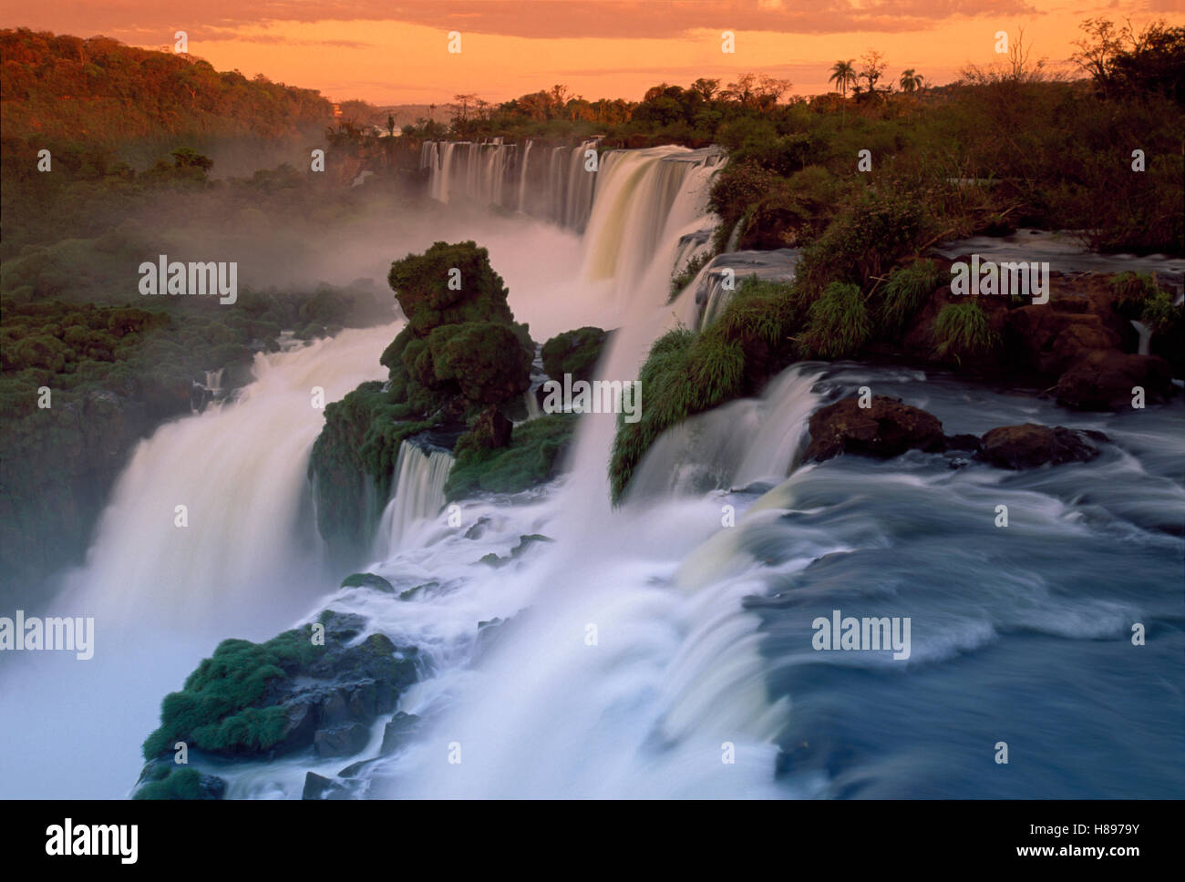 Cascades of the Iguacu Falls, the world's largest waterfalls, Iguacu