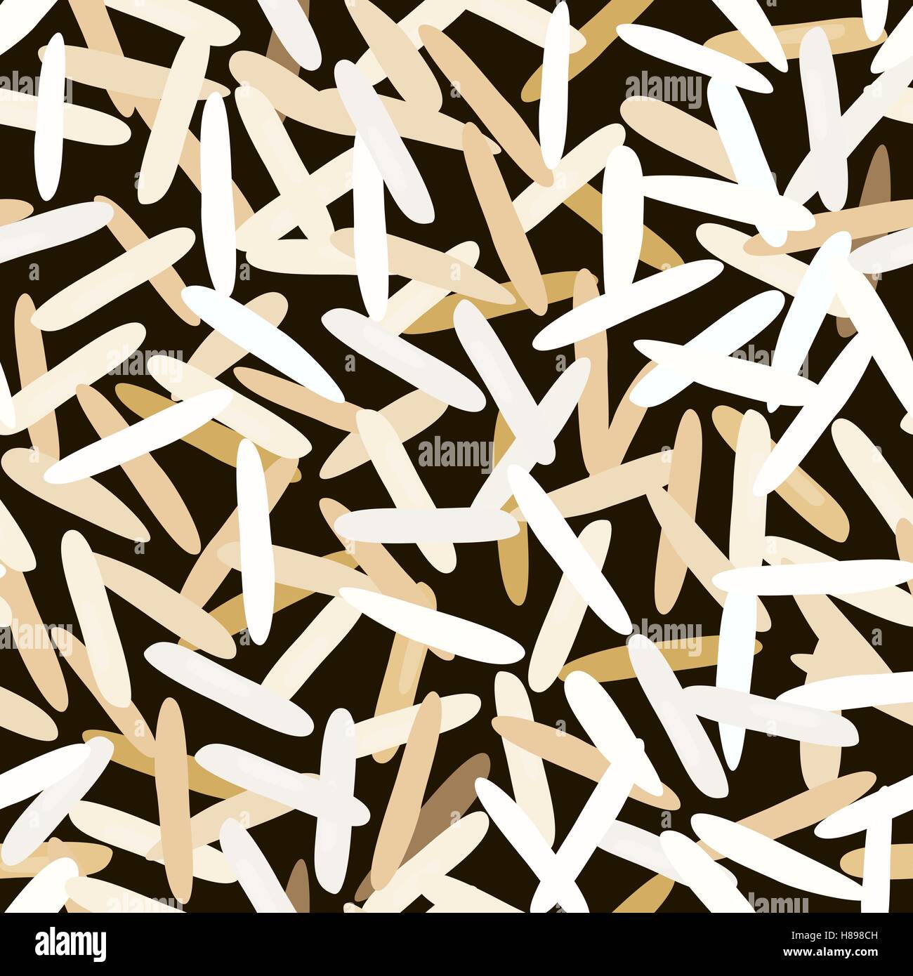 Seamless pattern different types of rice Basmati, jasmine, long brown. Vector illustration EPS 10. Stock Vector