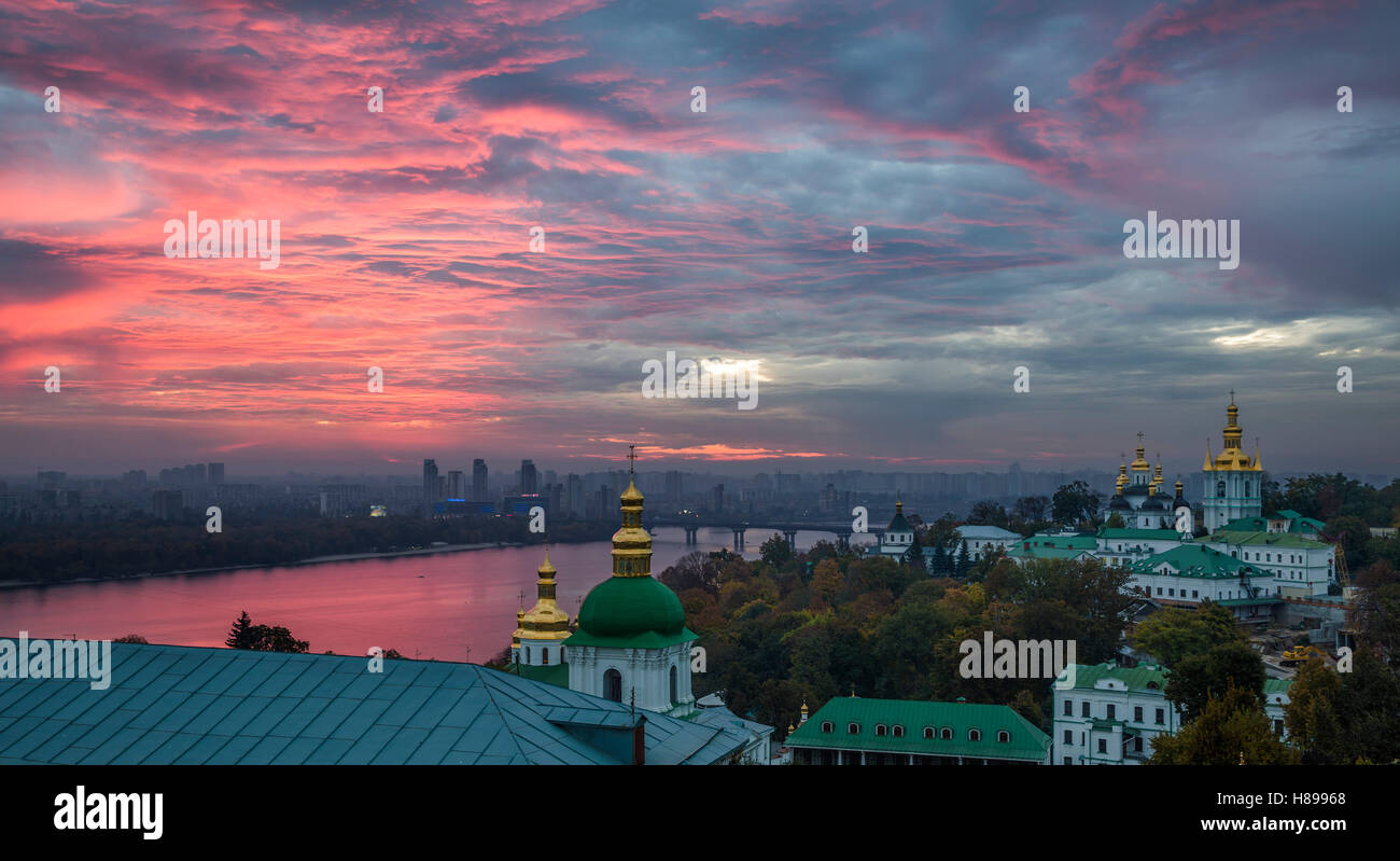 Incredible sunrise in Kyiv, Ukraine Stock Photo