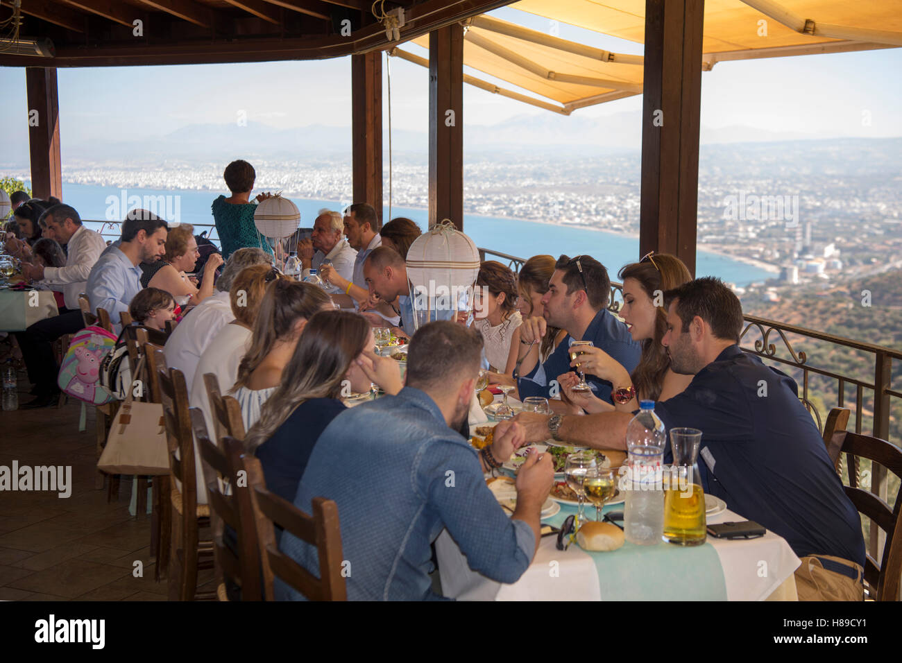 Griechenland, Kreta, Rodia westlich von Iraklio, Restaurant Rodi Stock Photo