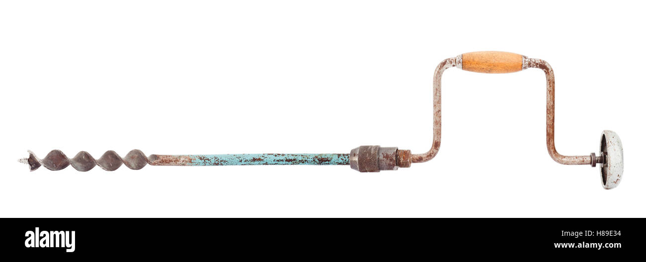 vintage hand drill isolated on white Stock Photo Alamy