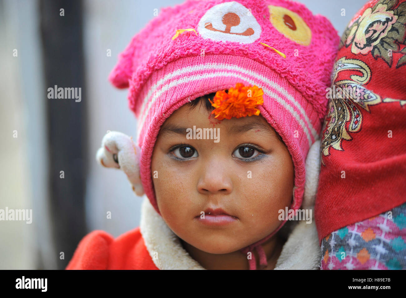 Kathmandu, Nepal. 09th Nov, 2016. A Portrait Kid Observing The Festival ...