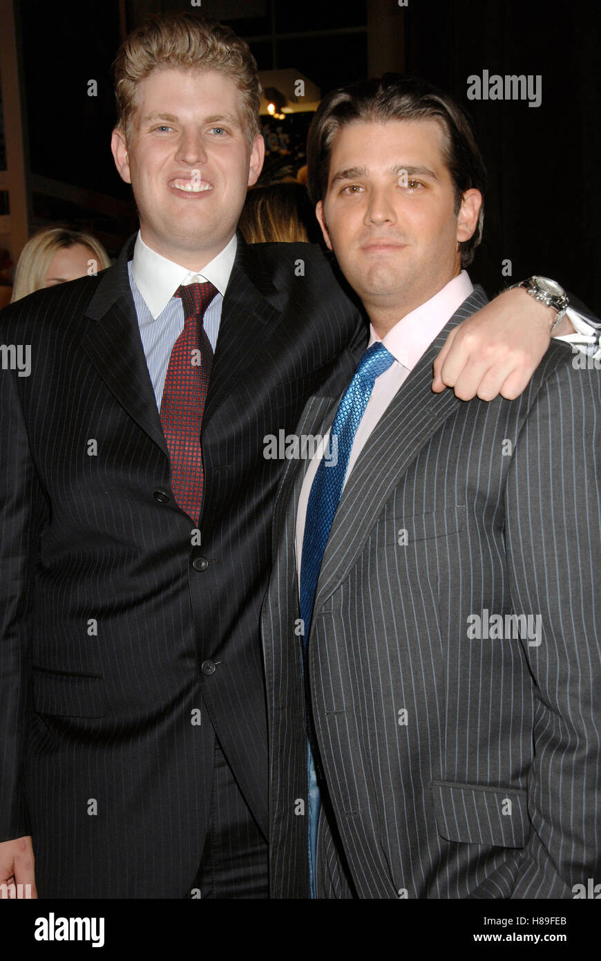 L-R: Eric Trump and Donald Trump Jr. attend the Trump Magazine and FAO Schwarz evening shopping fete to celebrate the birthdays of Vanessa and Donald Trump Jr. with a percentage of all proceeds from sales during the event to benefit Operation Smile, held Stock Photo