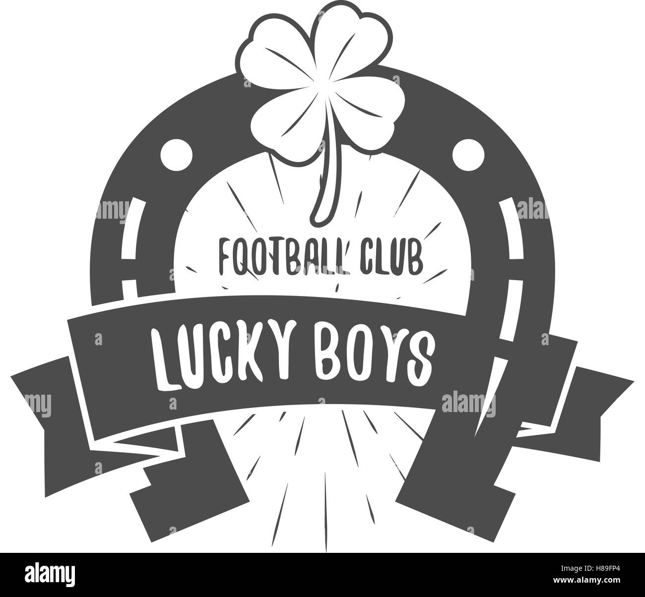 Vector American football lucky horseshoe label. Unusual sports emblem