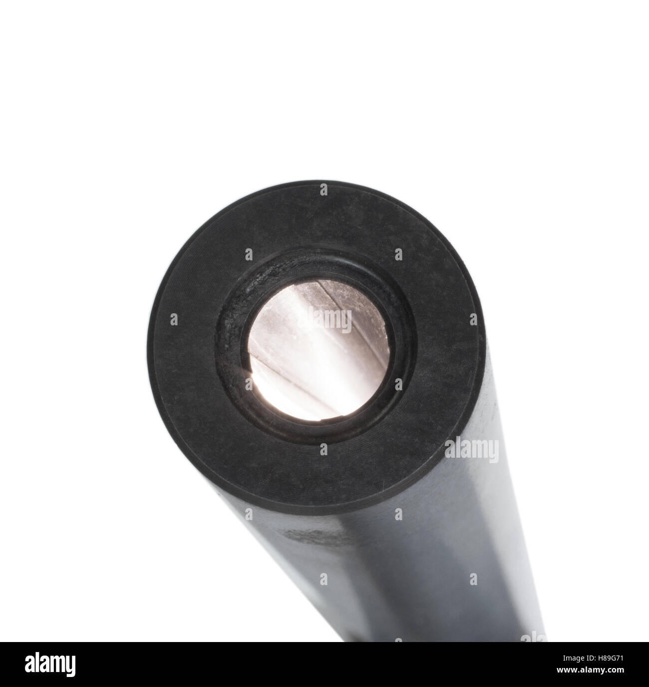Lighted rifling and muzzle of a precision rifle barrel Stock Photo