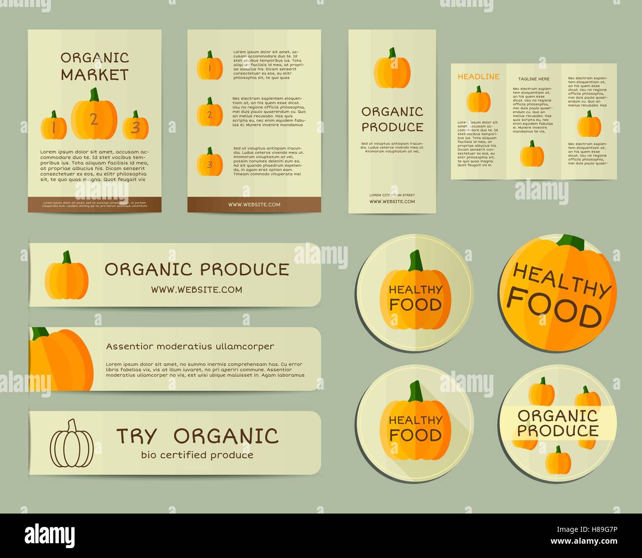 Organic Business Corporate Identity Design With Pumpkin Branding Stock Vector Image Art Alamy