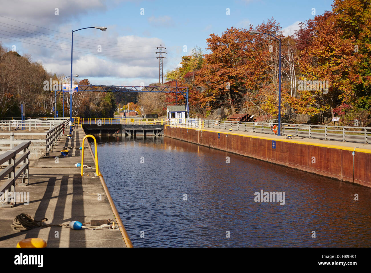 Erie Canal Lock 17 at Little Falls, New York, USA Stock Photo