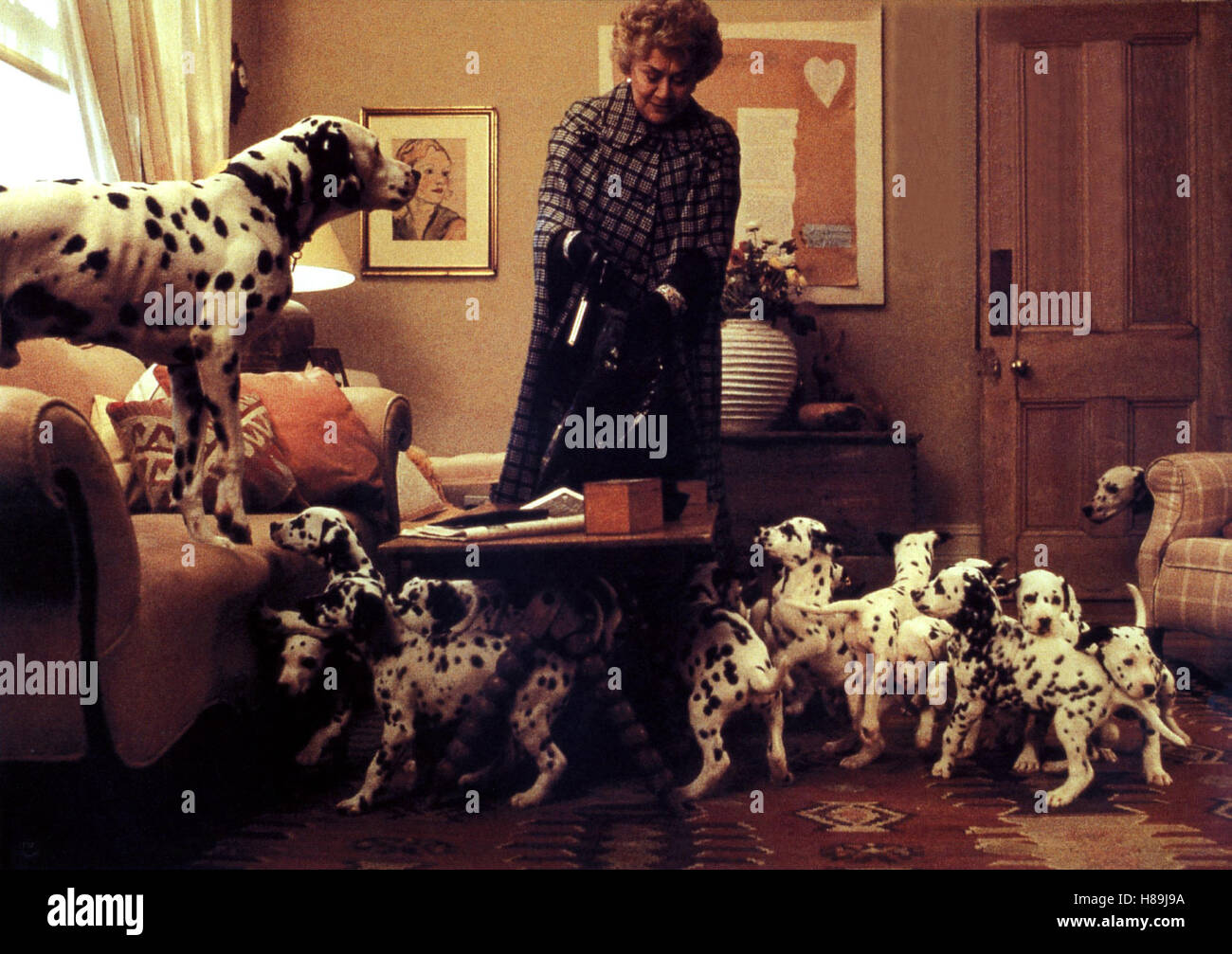 101 Dalmatiner, (101 DALMATIANS) USA 1996, Regie: Stephen Herek, JOAN PLOWRIGHT, Stichwort: Hund, Walt Disney Stock Photo