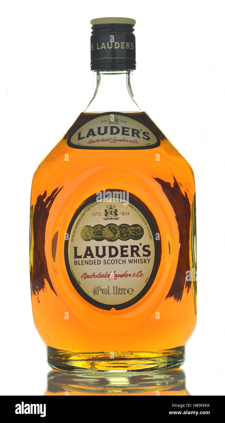 Lauders blended scotch whisky isolated on white background Stock Photo -  Alamy