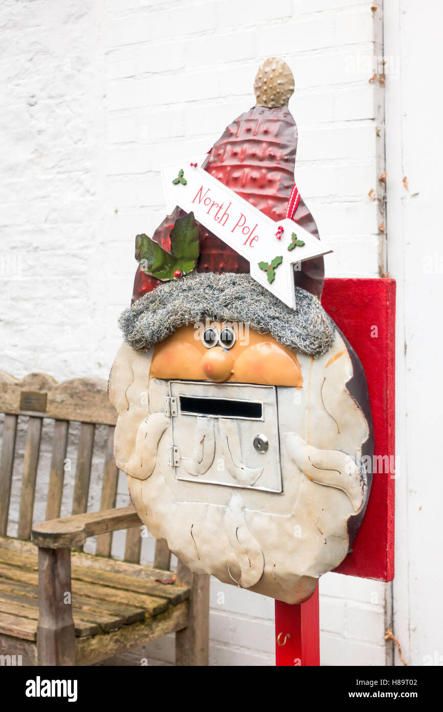 Department store novelty posting box for children to post letters to Father Christmas at the North Pole Stock Photo