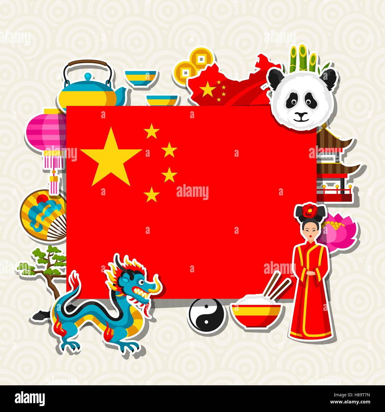 China Background Design Chinese Sticker Symbols And Objects Stock Vector Image And Art Alamy 9431