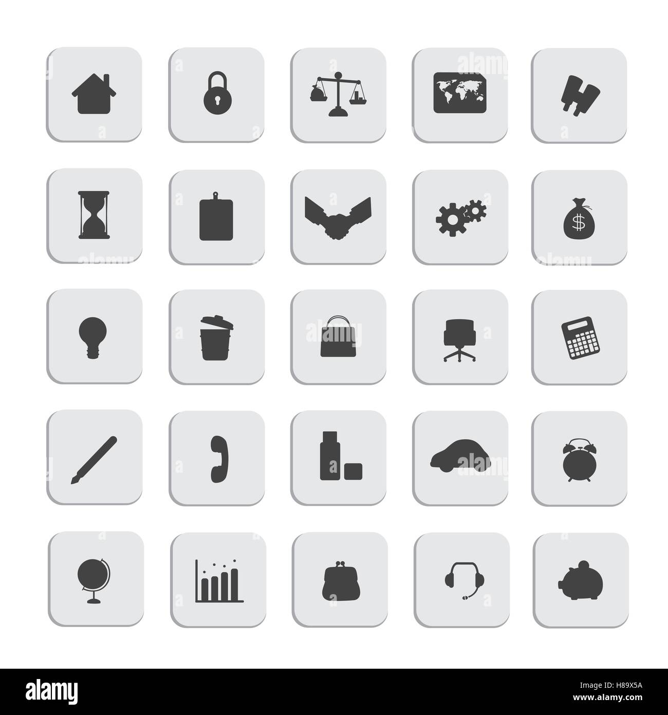 vector black business web icons set Stock Vector