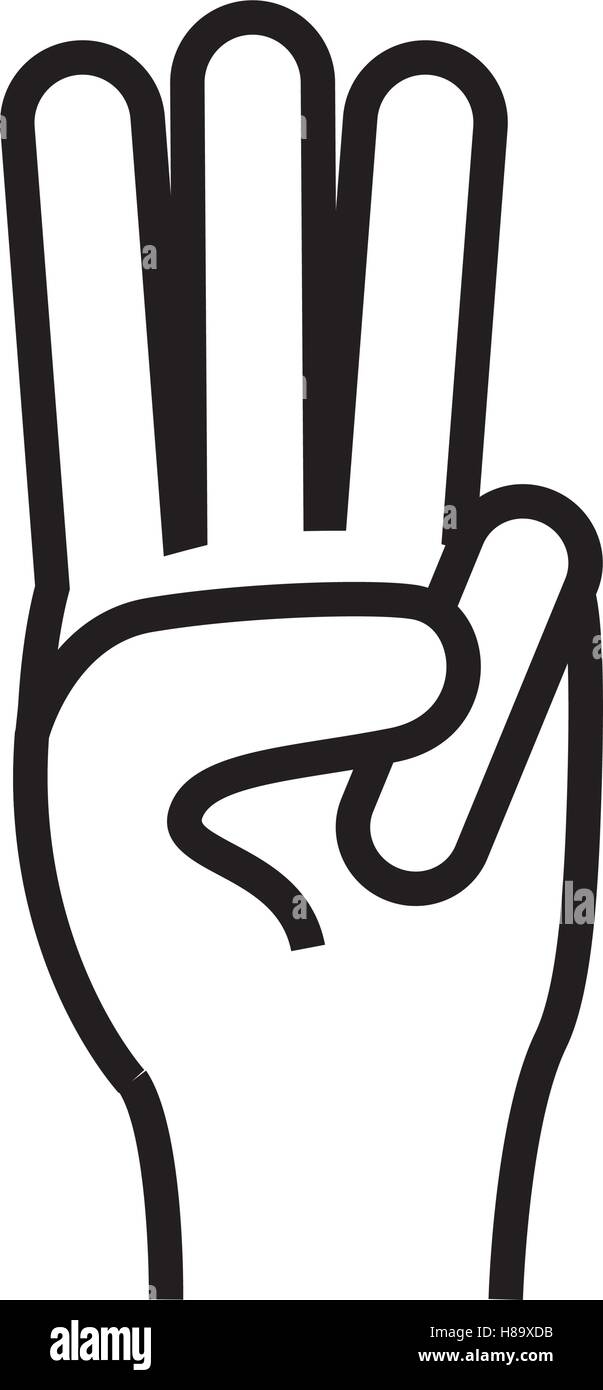 counting three fingers up hand gesture icon image vector illustration design Stock Vector
