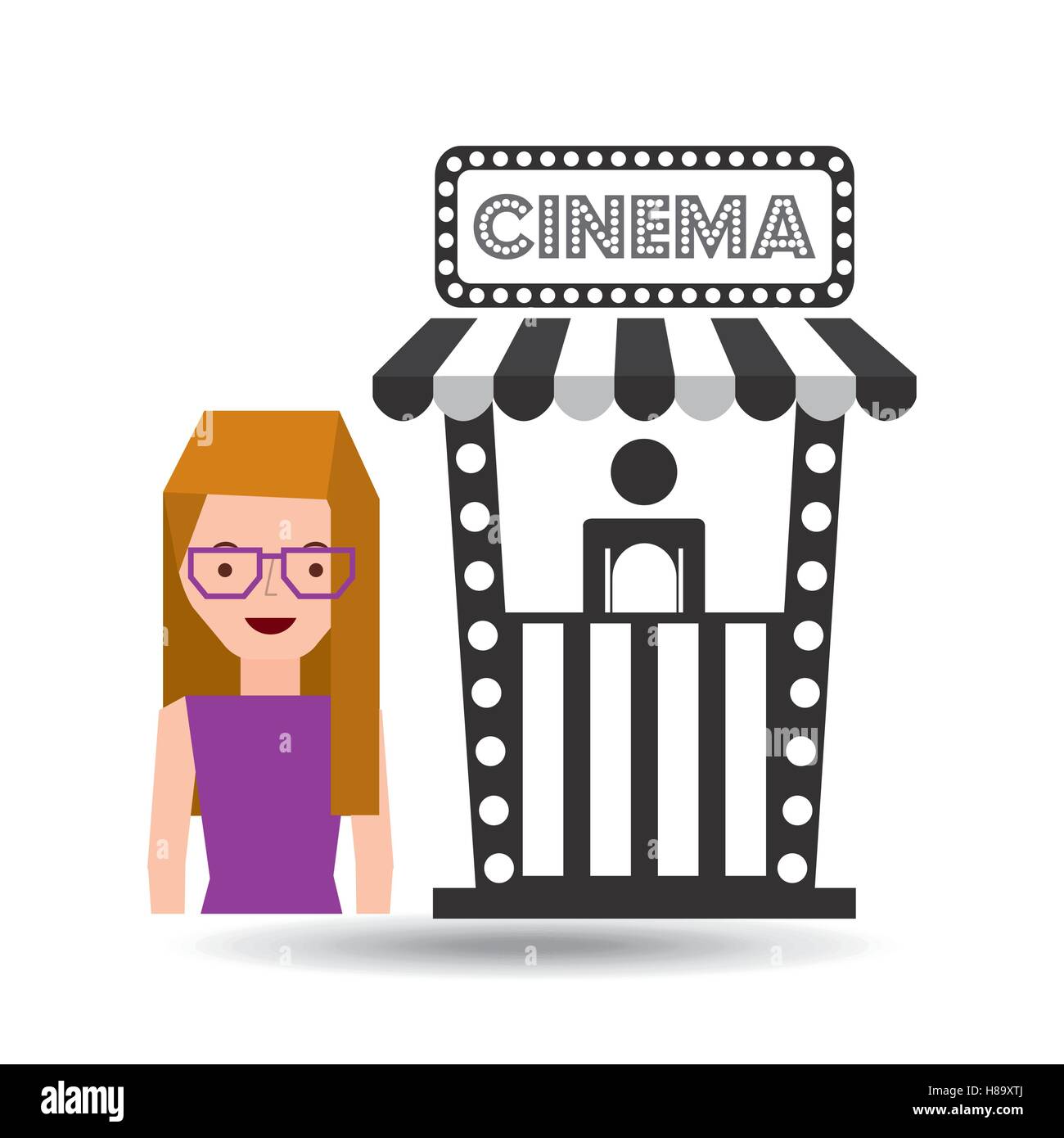 girl cartoon and ticket office icon cinema graphic vector illustraion eps 10 Stock Vector
