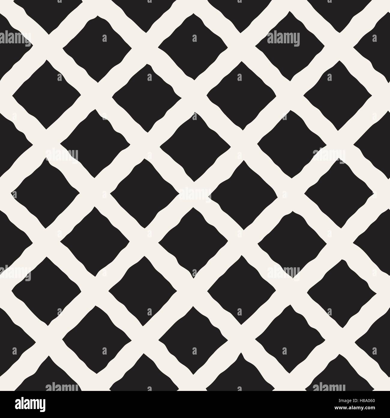 Vector Seamless Black and White Hand Drawn Rhombus Pattern. Abstract ...