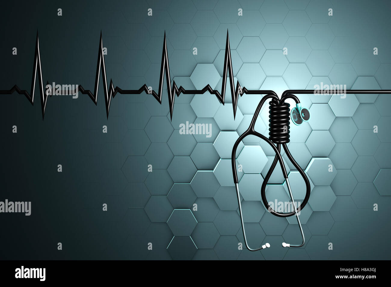 Cardiogram merging into a Hangman's noose Stock Photo