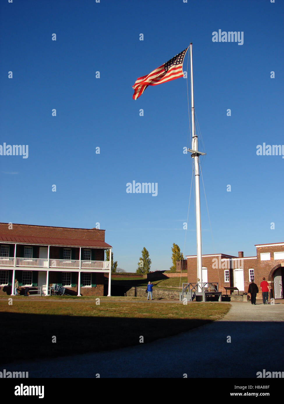 American flag flying over Fort McHenry Stock Photo