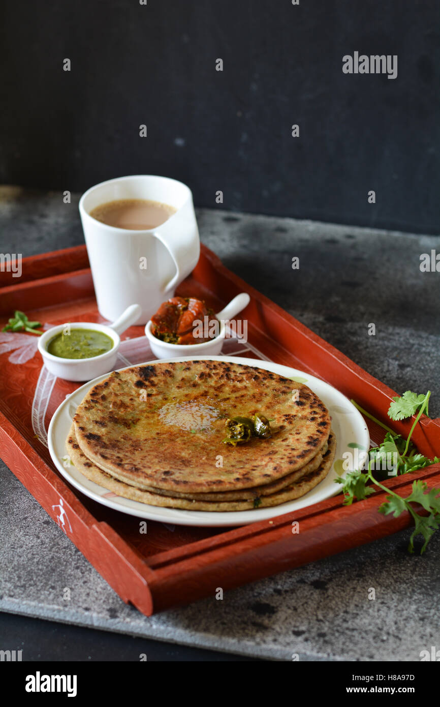 Aloo Paratha / Indian flatbread stuffed with mashed spiced potato Stock