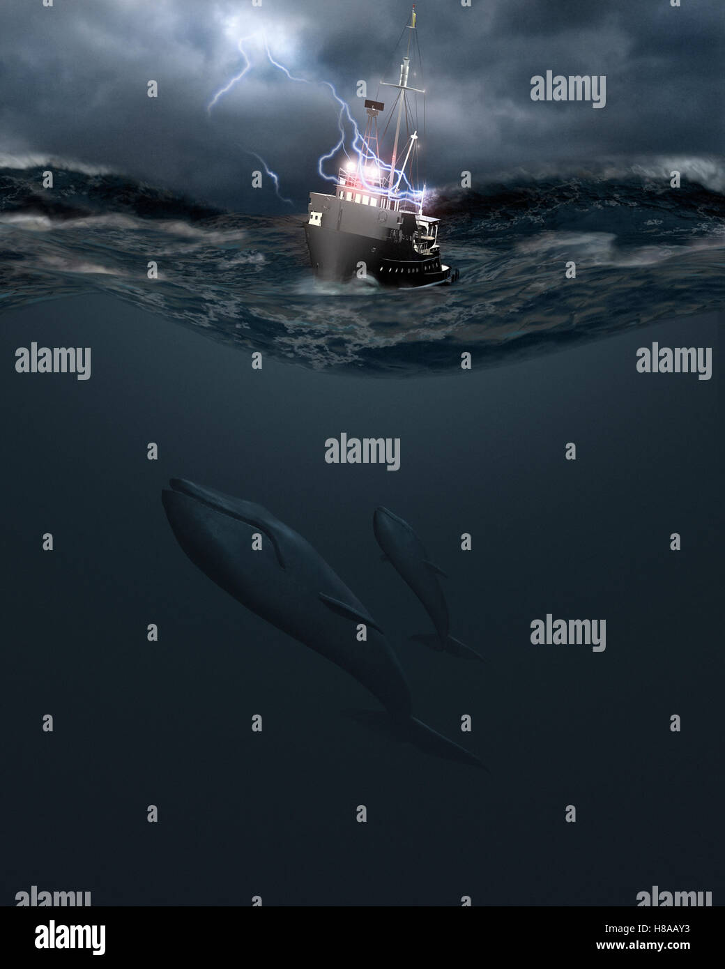 Fishing boat in storm Stock Photo Alamy