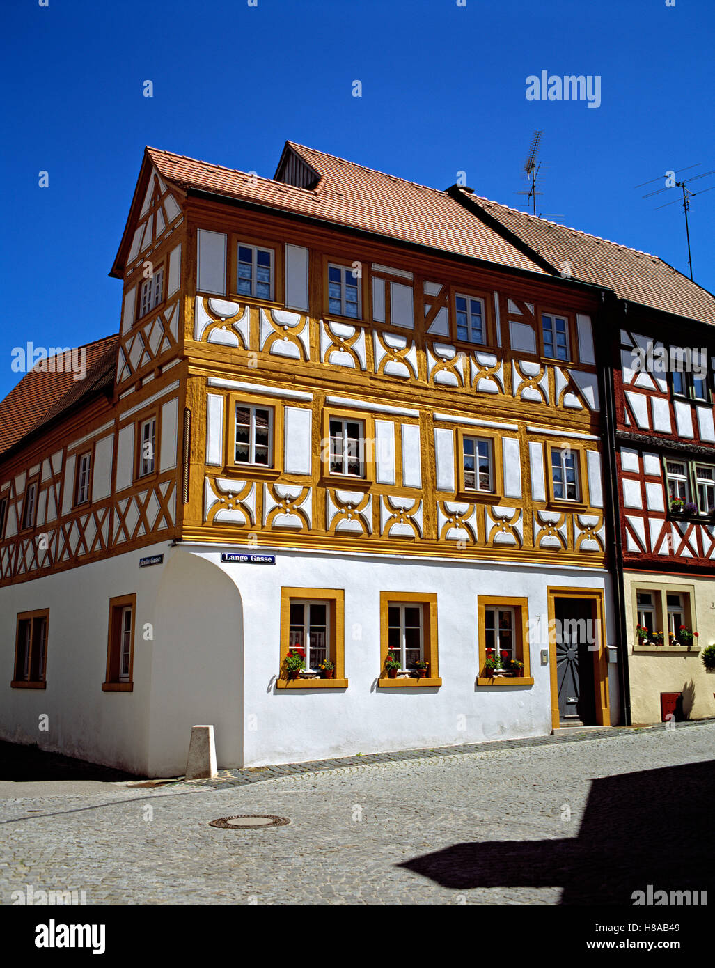 Timber frame houses, Iphofen, Lower Franconia, Bavaria Stock Photo