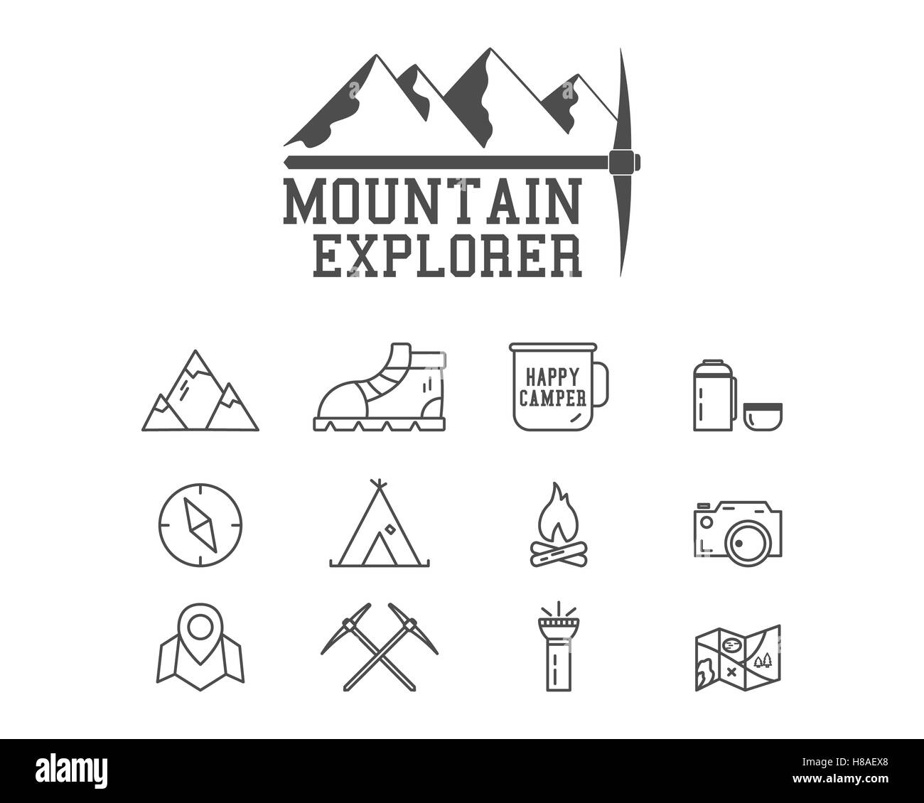 camping mountain explorer camp badge logo template travel hiking