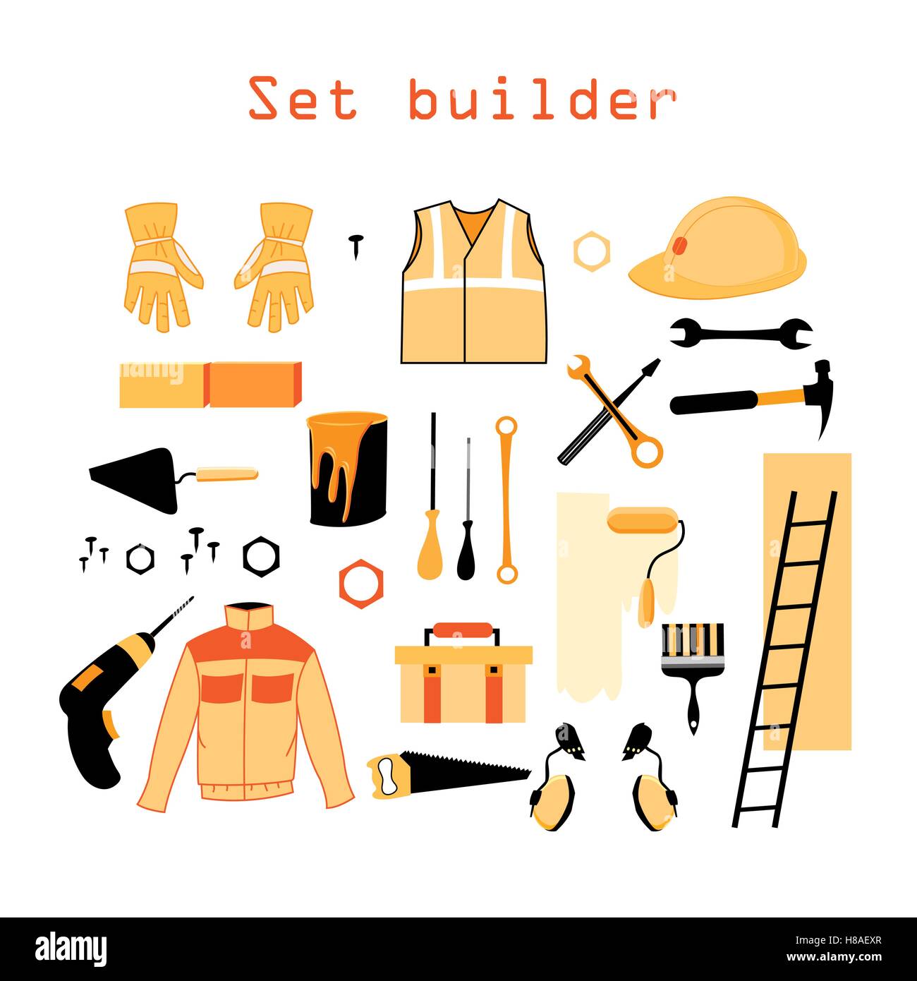 Vector set elements for building and repair isolated on a white ...