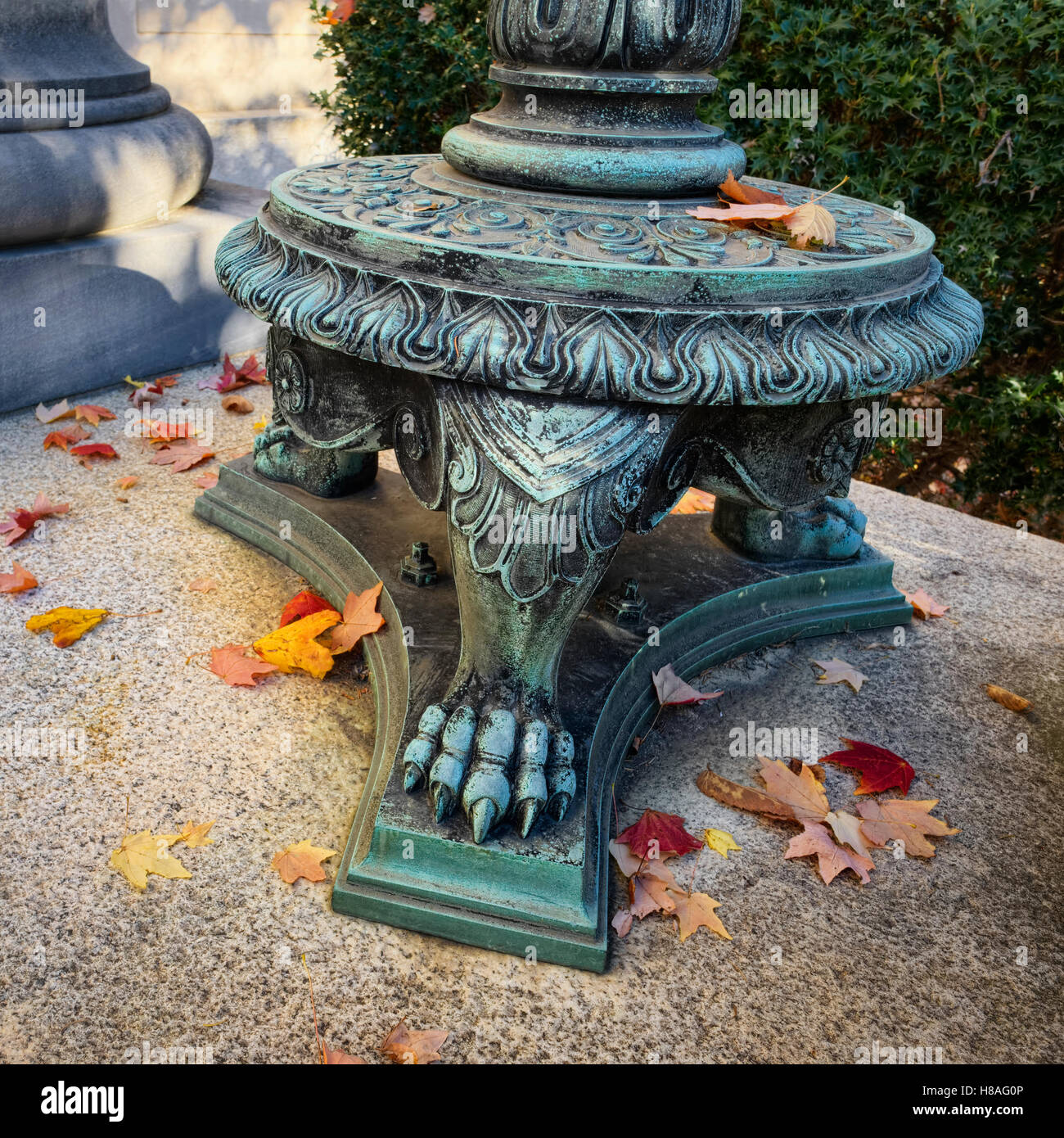 The old Post Office, S. Main St. Lexington, NC. Base of decorative lamppost. Stock Photo