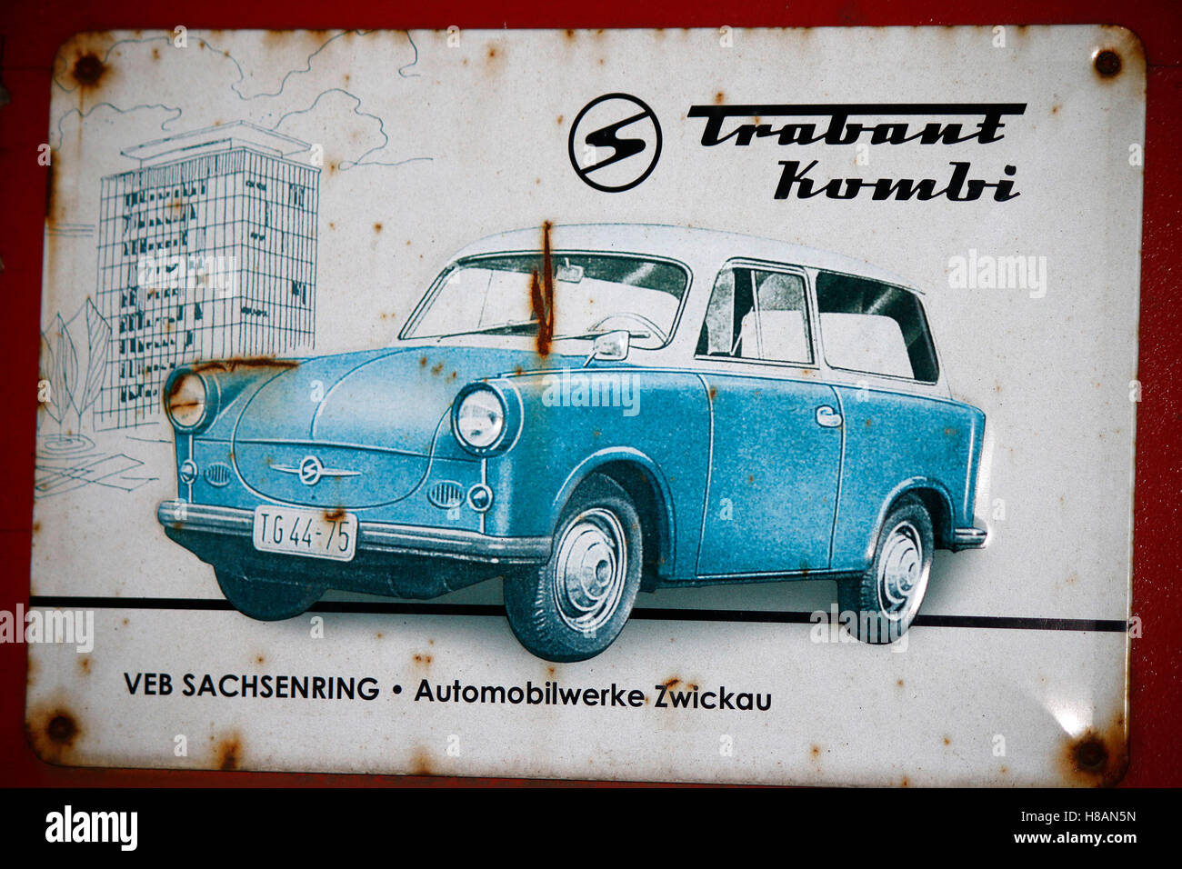 das Logo der Marke 'Trabant Trabbi', Berlin. Stock Photo