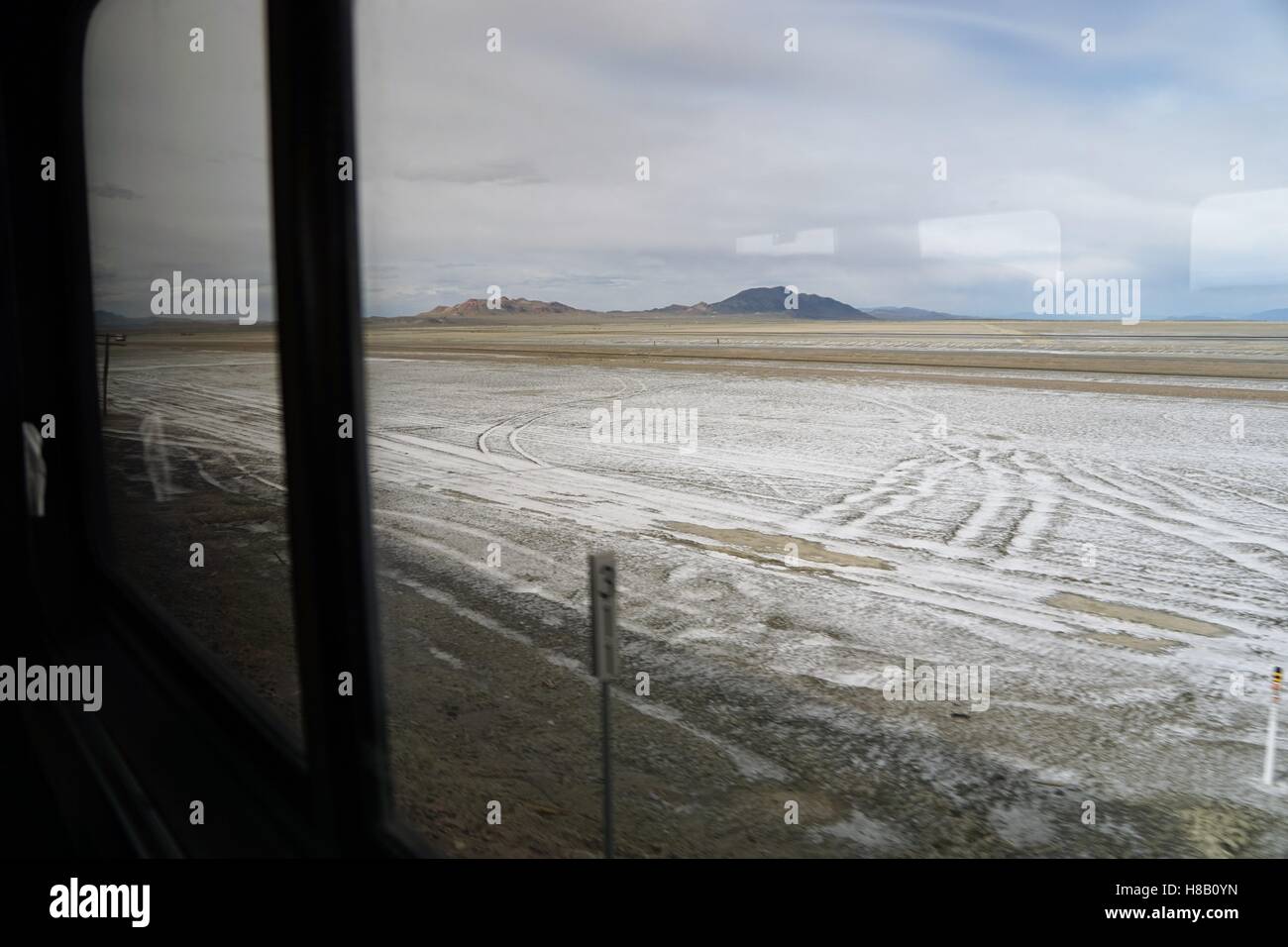 Plains and mountains view from train window - zephyr train Stock Photo