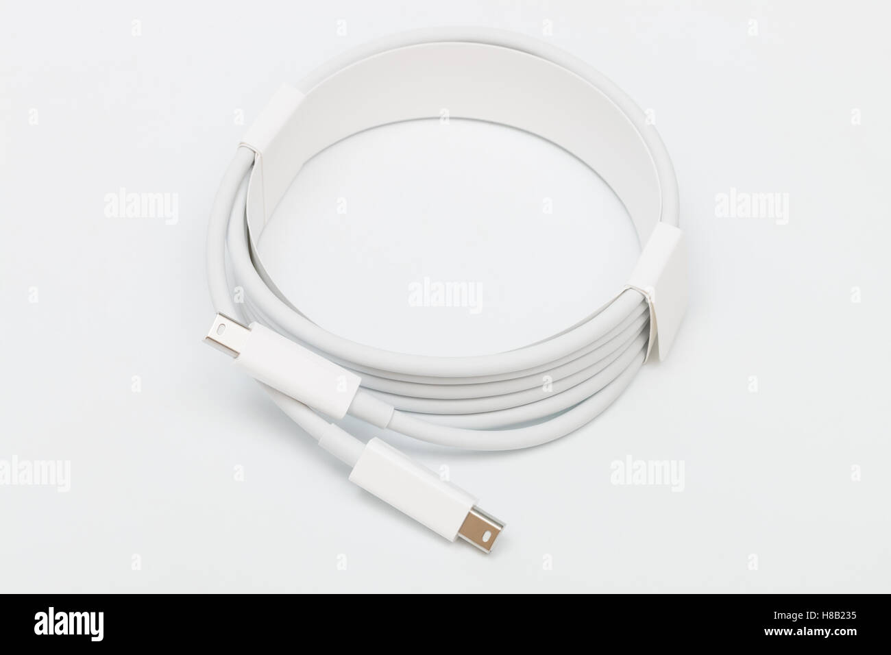 thunderbolt cable on a white background Stock Photo