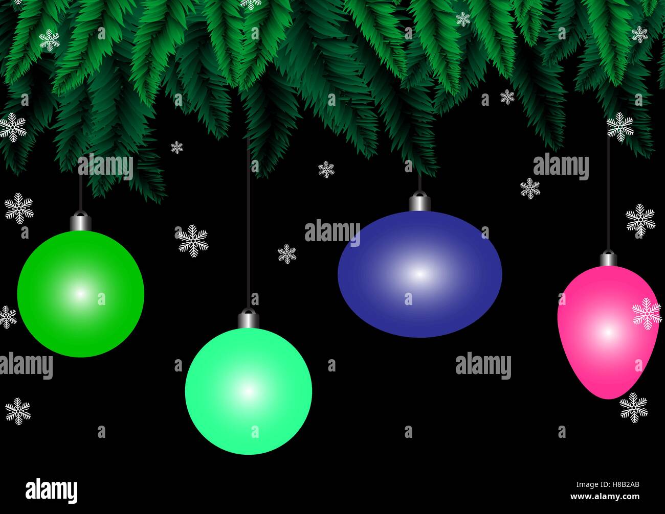 Christmas card design with fir tree branch, decoration ball Stock ...