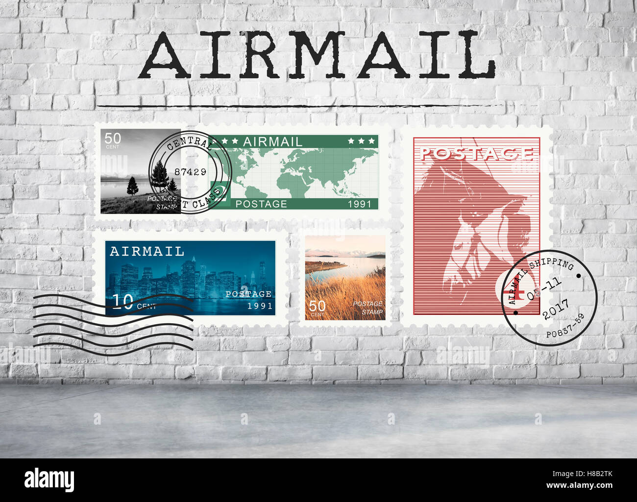 Airmail Mail Postcard Letter Stamp Concept Stock Photo, Picture and Royalty  Free Image. Image 58780903.
