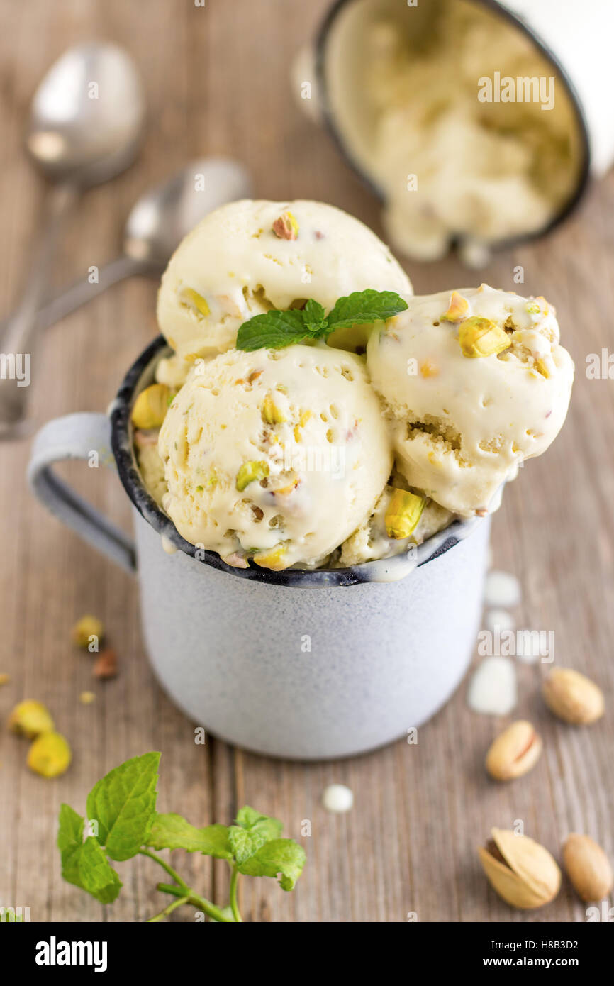 Pistachio and Mint Ice Cream Stock Photo Alamy