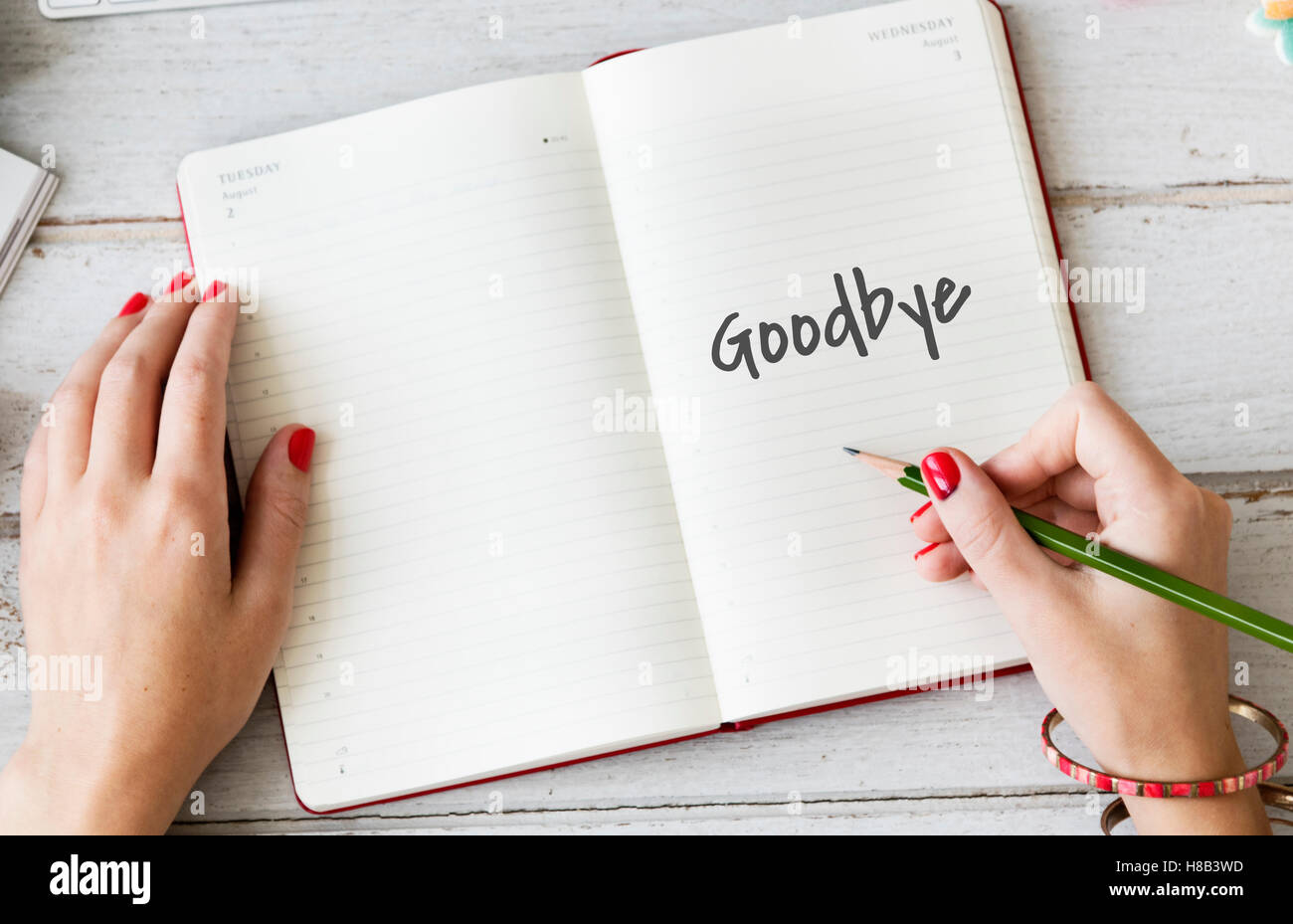 Goodbye Farewell Phrase Saying Leave Later Concept Stock Photo