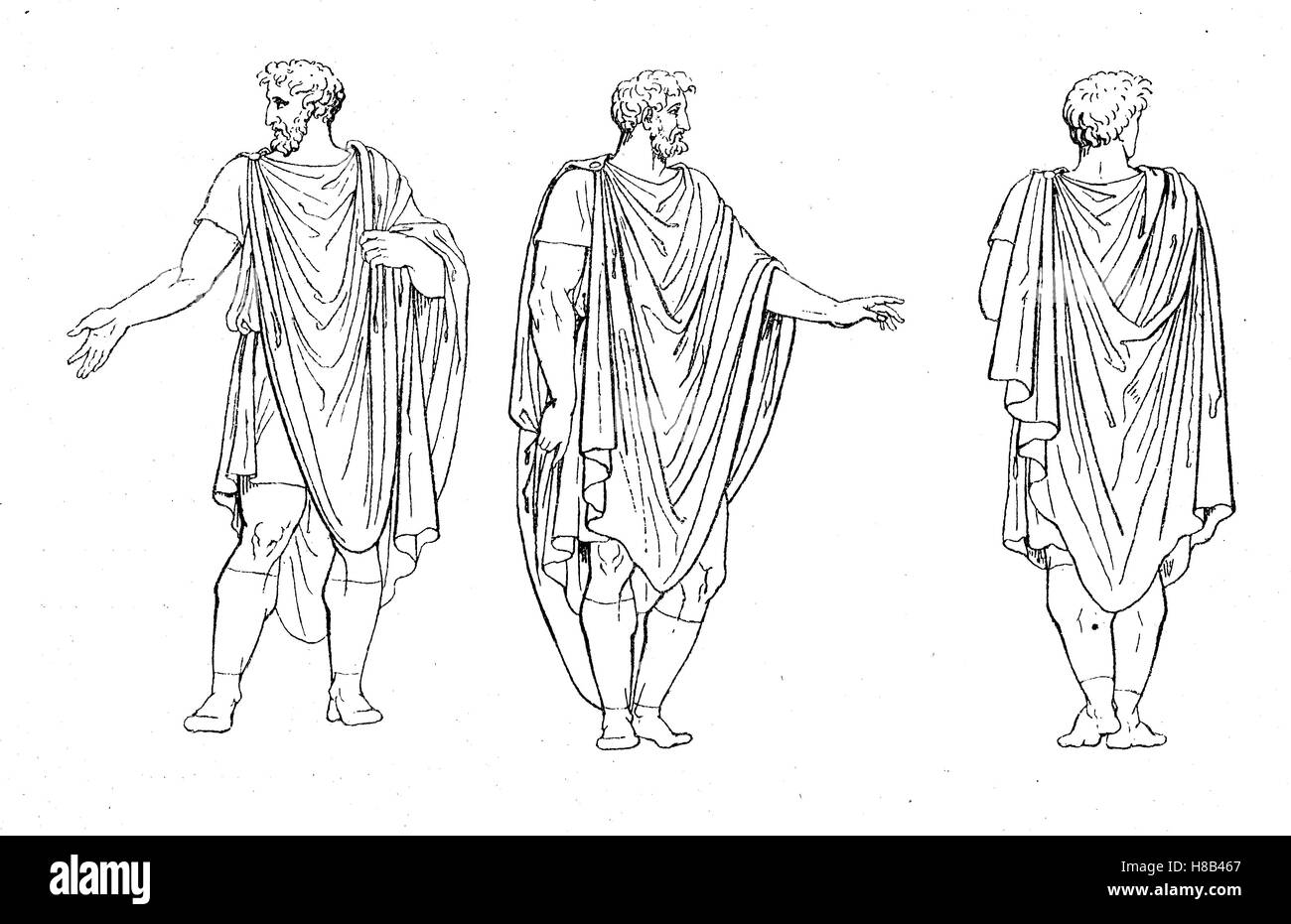 Rome, Tribunes with Tunica and Lacerna coat, History of fashion, costume story Stock Photo