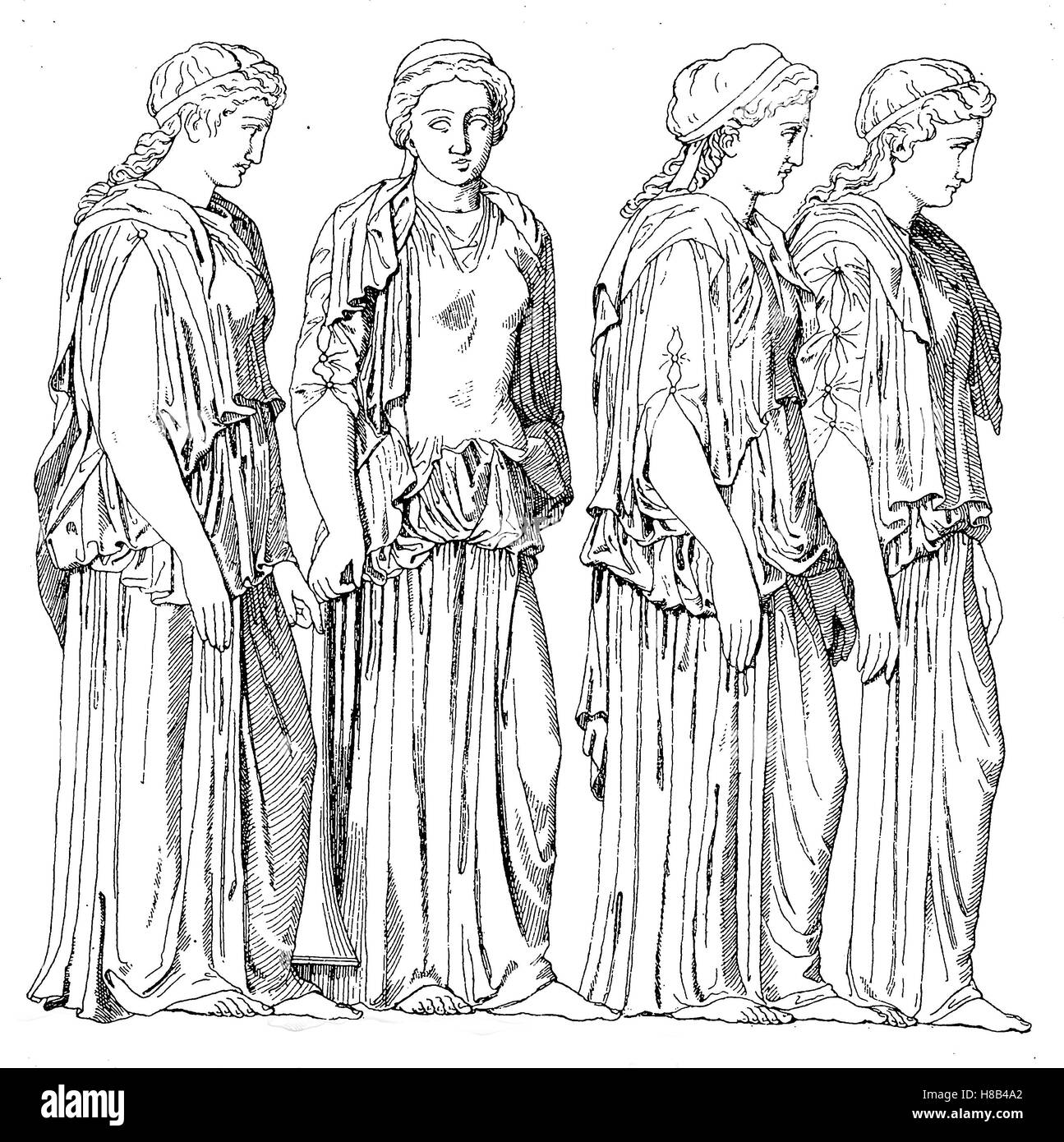 ancient greece, Athenian women in festive attire, History of fashion, costume story Stock Photo