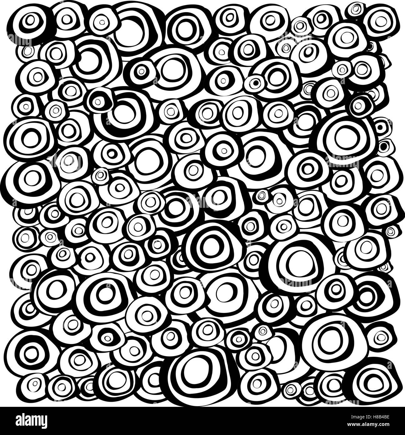 loop spiral concentric circles background in black and white Stock Vector