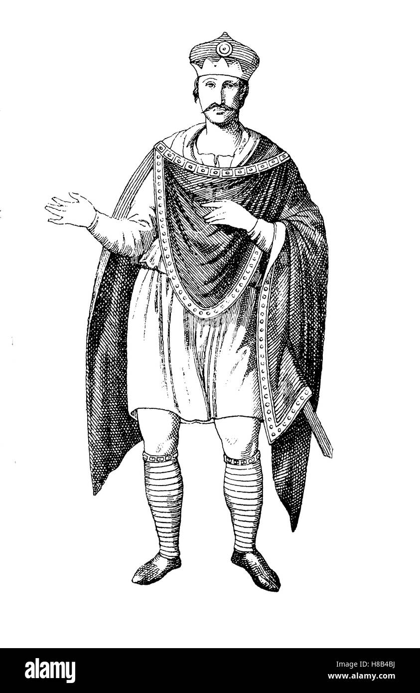 Charlemagne, Charles the great, 8.-9. century, History of fashion, costume story Stock Photo