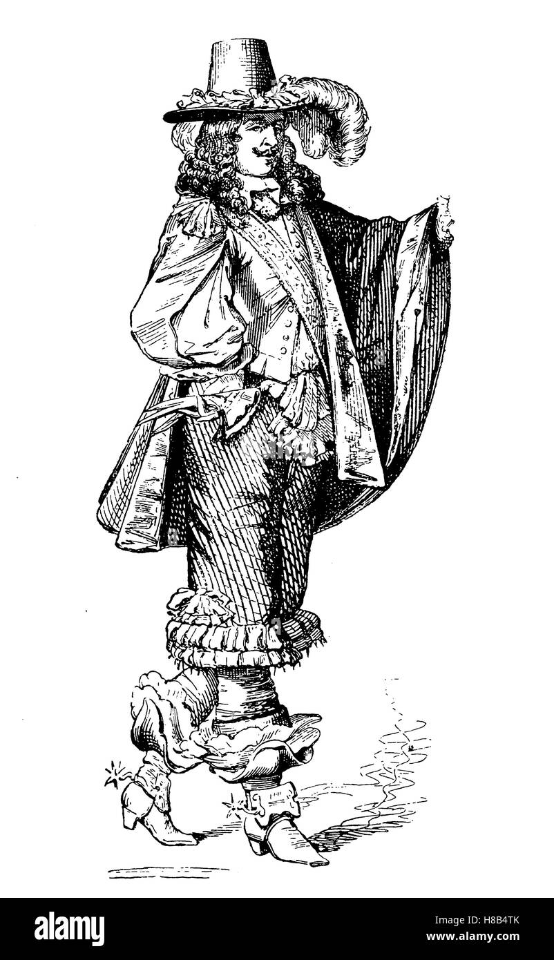 noble man in the year 1650, france, History of fashion, costume story Stock Photo
