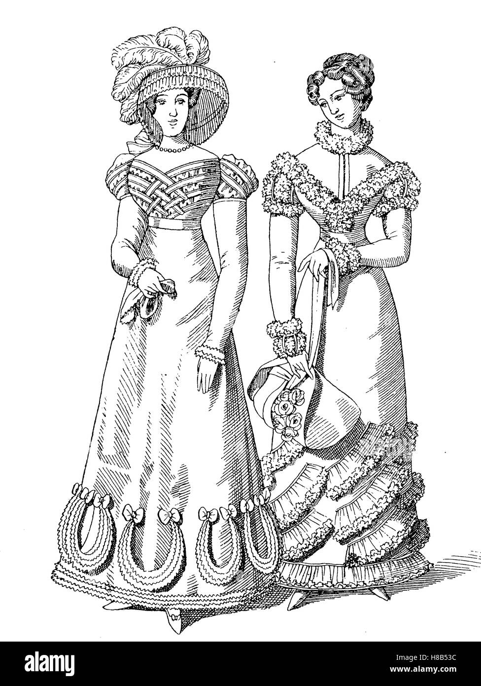 lady's fashion in the year 1821, Germany, History of fashion, costume story Stock Photo