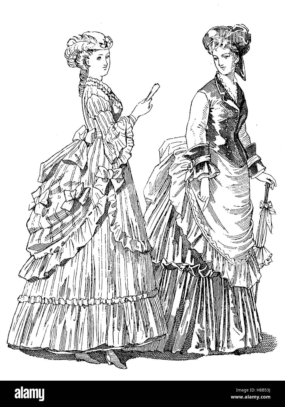 lady's fashion in the year 1865, france, History of fashion, costume story Stock Photo
