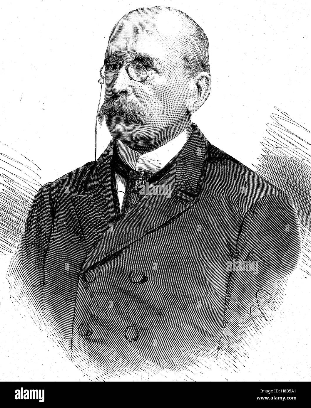 Karl Hermann Peter Thielen, January 30, 1832 - January 10, 1906 in Berlin, a Prussian politician and was minister for public works, Woodcut from 1892 Stock Photo