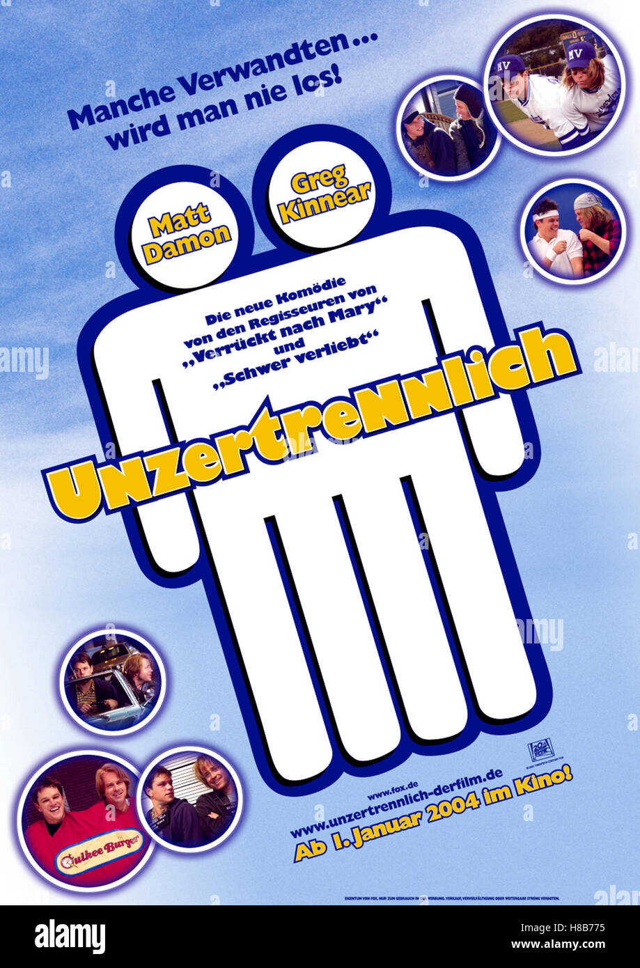 Unzertrennlich, (STUCK ON YOU) USA 2003, Regie: Bobby + Peter Farrelly, Key: Plakat, siamesische Zwillinge, Zwilling Stock Photo