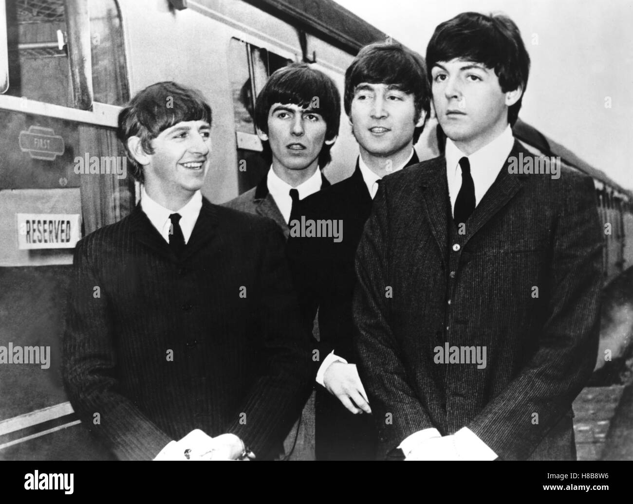 A Hard Day's Night, (A HARD DAY'S NIGHT) GB 1964  s/w, Regie: Richard Lester, RINGO STARR, GEORGE HARRISON, JOHN LENNON, PAUL McCARTNEY, Key: Beatles Stock Photo