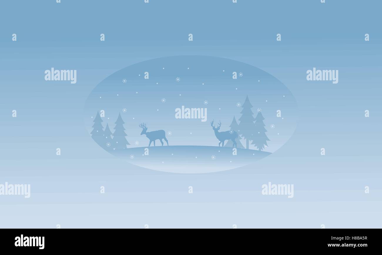 Beautiful scenery deer on the hill at winter Stock Vector Image & Art ...